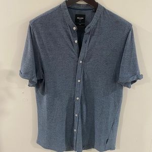 ONLY & SONS Collarless Slim Fit Button-Down Short Sleeve Shirt